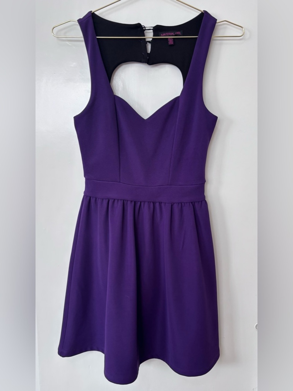 Material Girl| Purple Sleeveless Skater Dress with Heart Cutout Back Sz XS